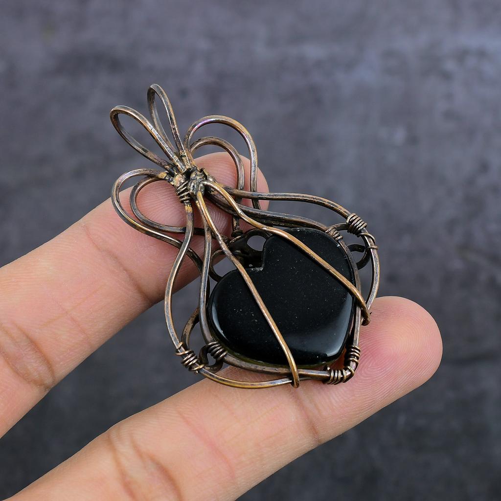 Natural Yellow Triplet Opal Gemstone Copper Wire Wrap Jewelry Pendant 2.36" M4H98
