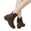 Leopard print high-heeled short boots women's autumn and winter 2025 new fashion pointed thick-heeled small cotton boots versatile velvet single boots