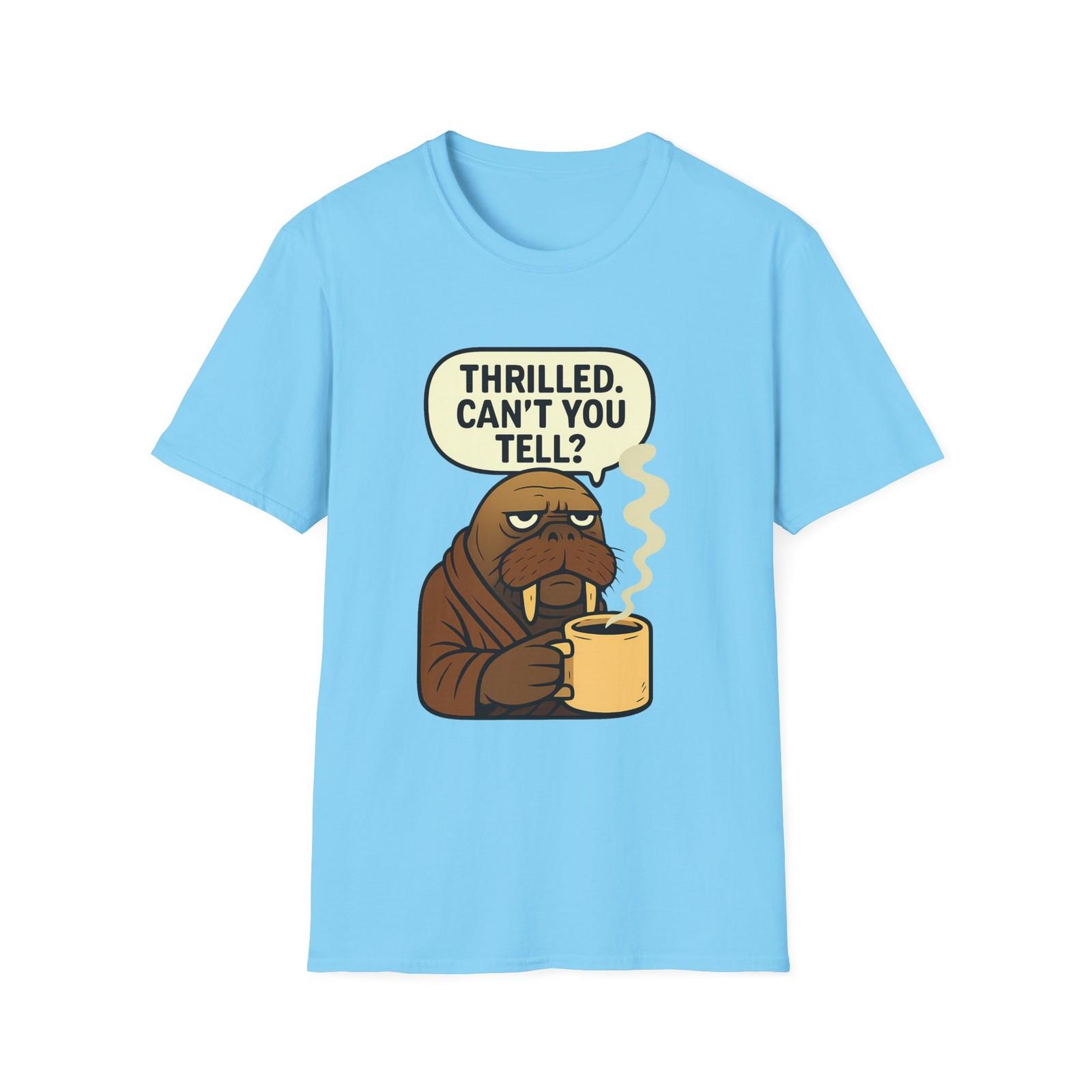 Unisex Softstyle T-Shirt Mens Womens Tees Top Tired Walrus Coffee Mug – Funny Morning Expressionist M