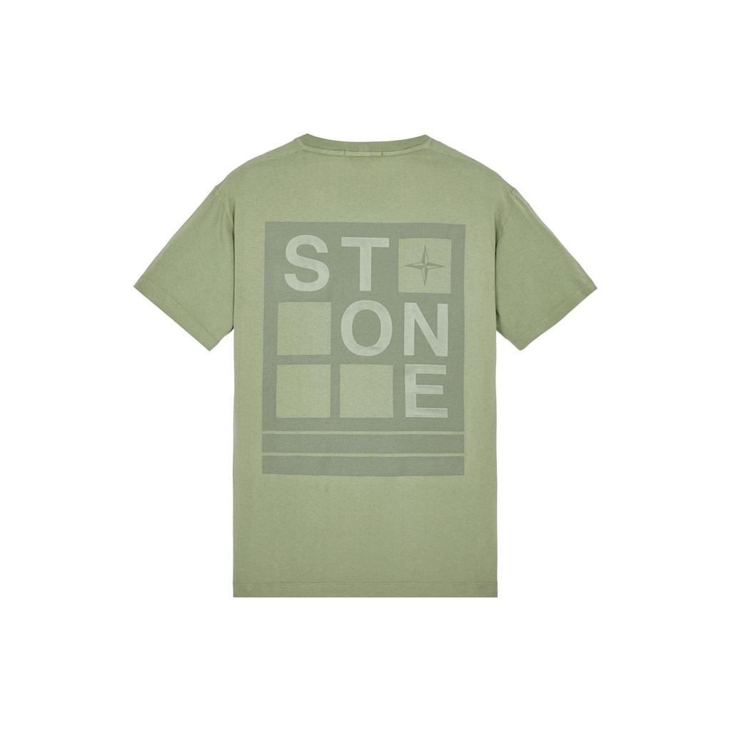 Stone Island Ss23 Letter Print Crew Neck Short Sleeve T-Shirt Men Tops Gray-Green 78152NS94-V0055