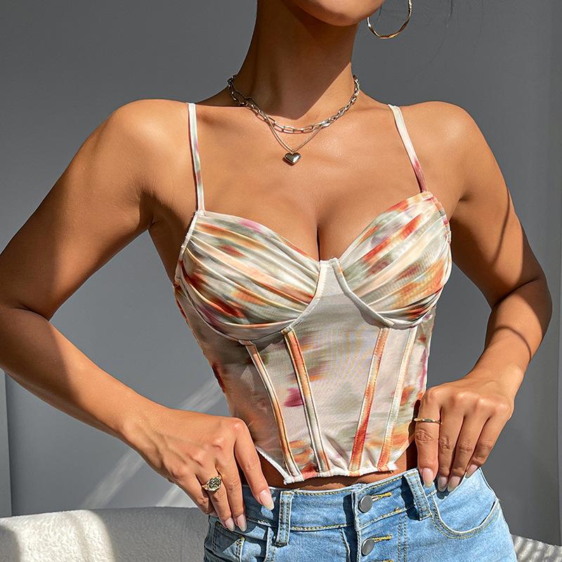 Ladies' Summer Sexy Corset Fashionable Printed Camisole Vest Summer Women's Streetwear Women's Tank Tops