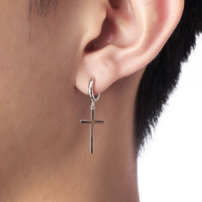 Hip Hop Punk Cross Stud Earrings Personality Trendy Jewelry For Men And Women