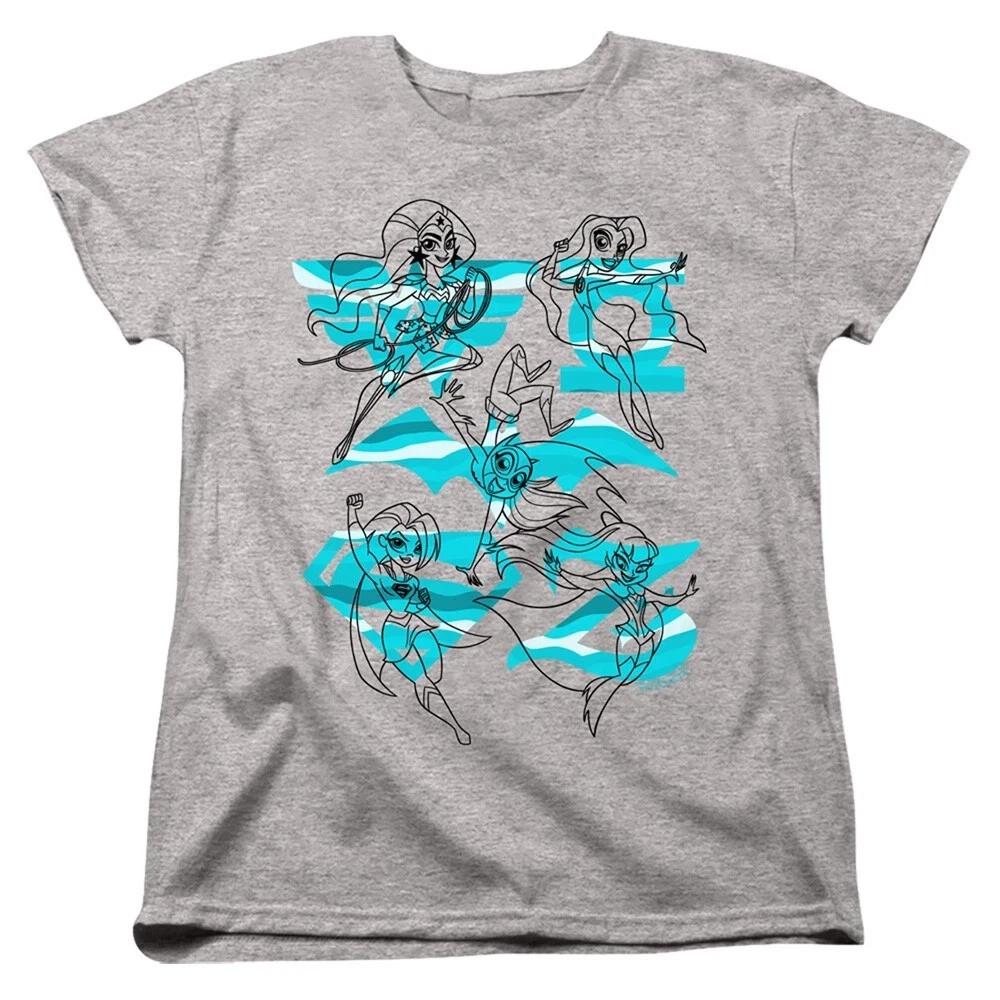 DC Super Hero Girls Line Art Group Women s T-Shirt 2XL