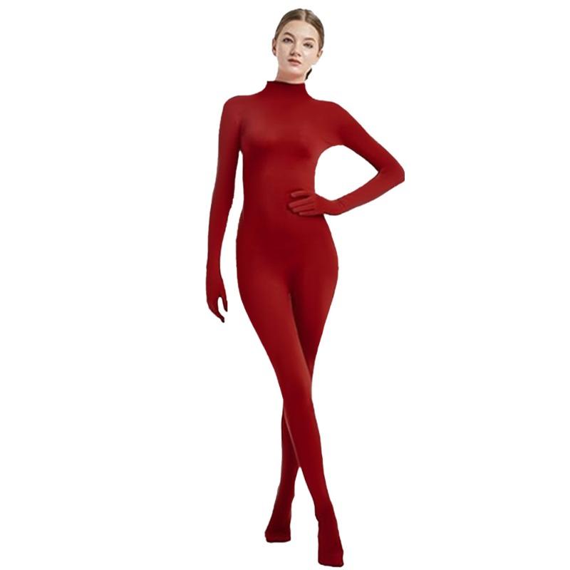 Hot-selling tight-fitting onesie Xzentai solid color clothes dance clothes stage performance customization 110 темно-красного