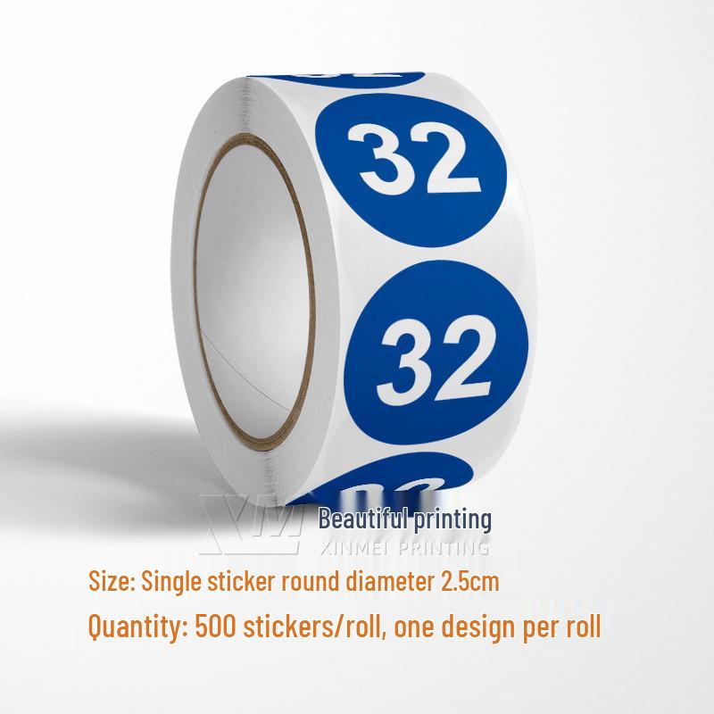 Adesivos Redondos Autoadesivos com Números 1-33 – Rolo de Etiquetas de Identificação Seriada Coloridas