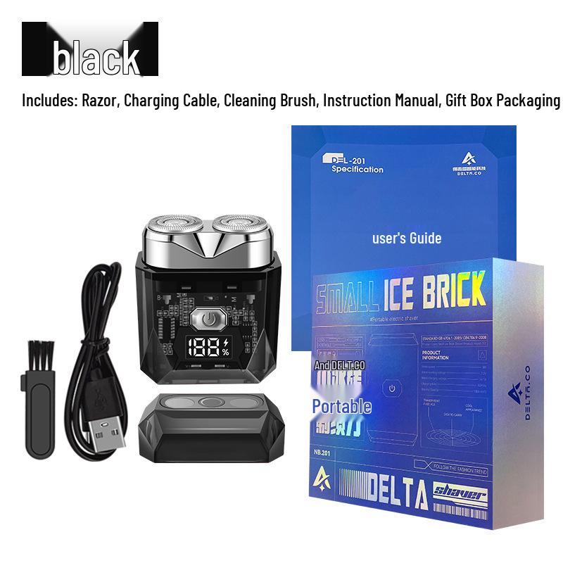Мини-электробритва - Дизайн  Ледяной Кирпич , Магнитное Всасывание, Полностью Водонепроницаемая, Идеальный Подарок для Мужчин