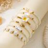 Elegant Shell Flower Imitation Pearl Chain Bracelet Set for Women Stackable Plumeria Floral Beads Bracelet Party Jewelry Gift