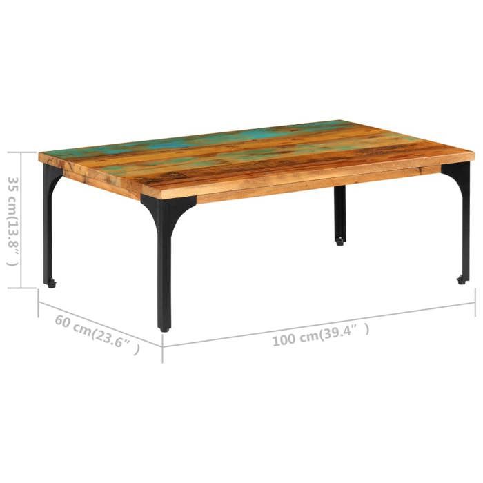 VidaXL Table basse 100 x 60 x 35 cm Bois de récupération solide