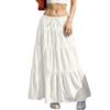 Women's Drawstring High Rise Midi Skirt Tiered Ruffle Maxi Skirt Casual Summer Long Skirt