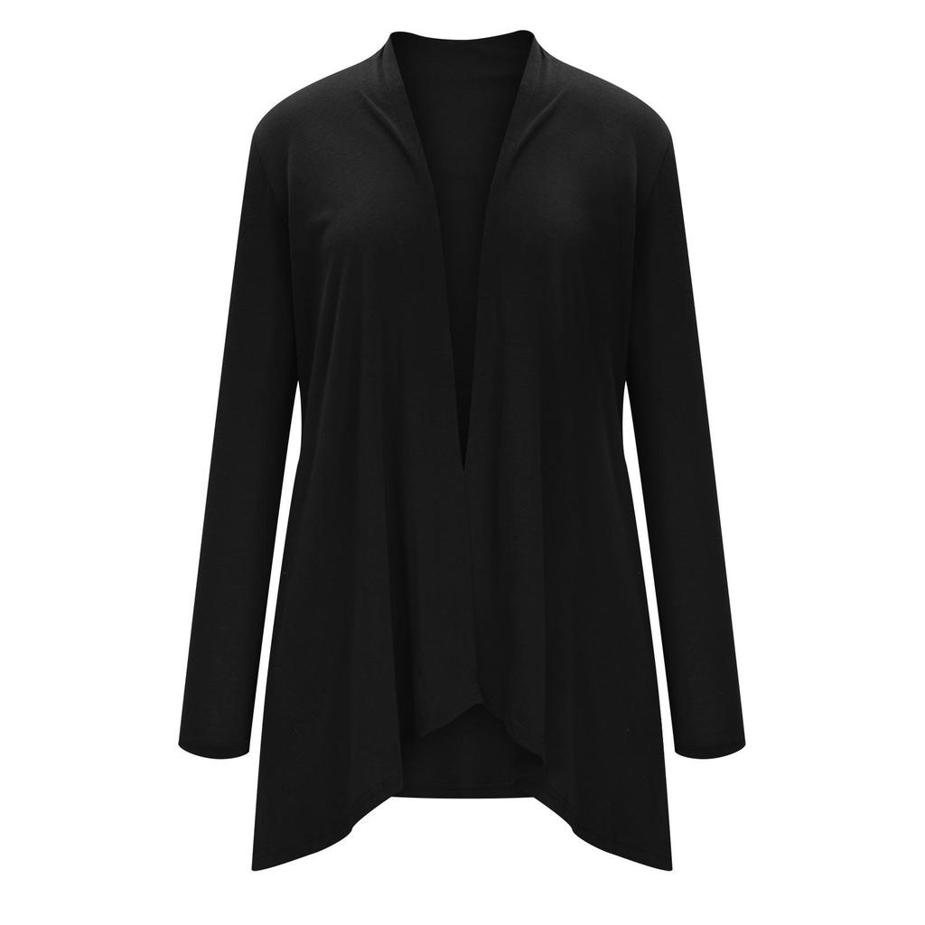 European and American Women's Knit Long Sleeve Solid Cardigan with Pockets - In Stock