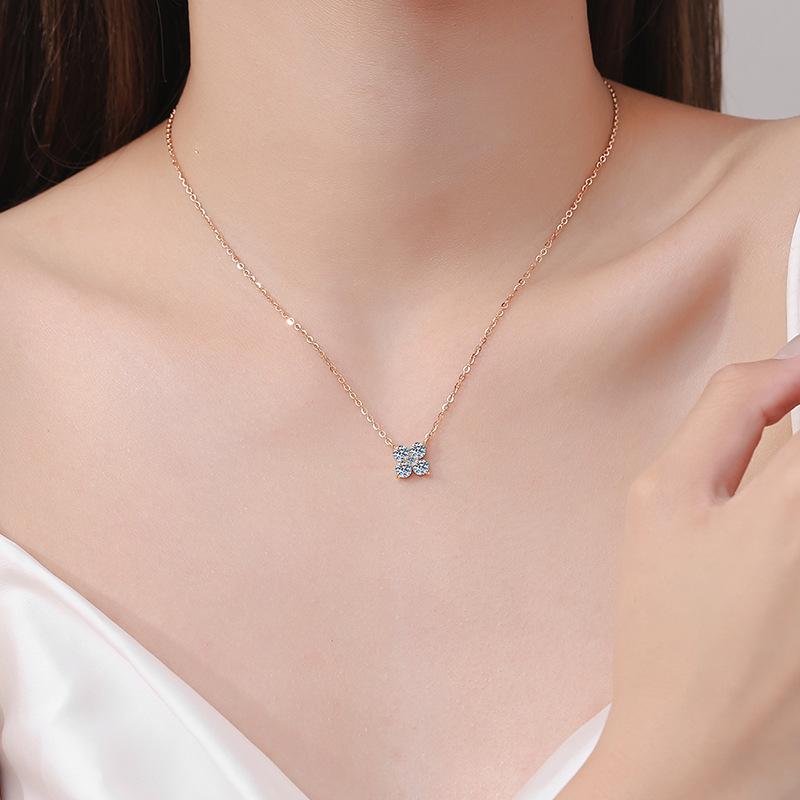 Girlfriend Valentine's Day 18K Rose Gold Necklaces Women Wedding Fine Jewelry Moissanite Diamond Daughter Birthday Gift