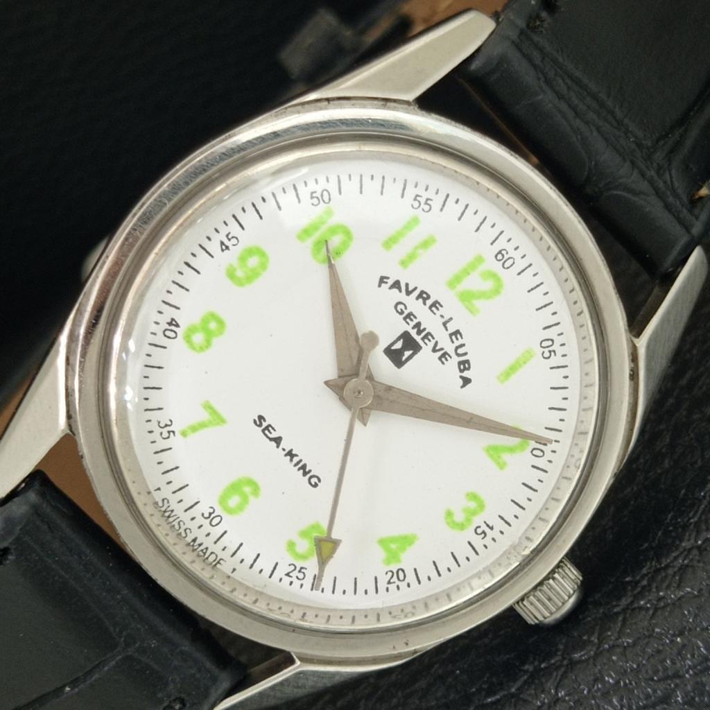 

HAND-WINDING VINTAGE FAVRE LEUBA 101 SEA KING SWISS MENS WHITE WATCH a703011-1