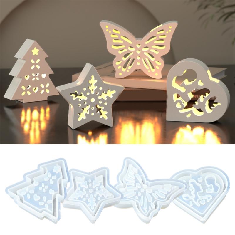 Hollowed Heart Butterfly Star Shape Silicone Molds for Making Candle Holder Gypsum Decoration Epoxy Resin Silicone Molds