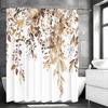 Brown Eucalyptus Leaf Shower Curtain, Watercolor Tan Botanical Floral Bathroom Decorative Shower Curtain, Waterproof Shower Cur