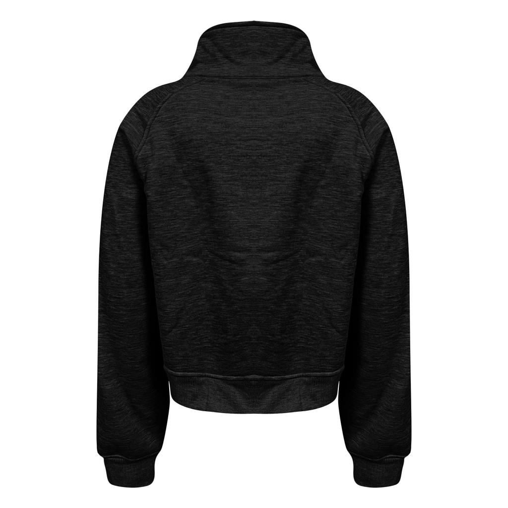 Women's Fashionable Long Sleeved Solid Hooded Zippered Sweater Jacket