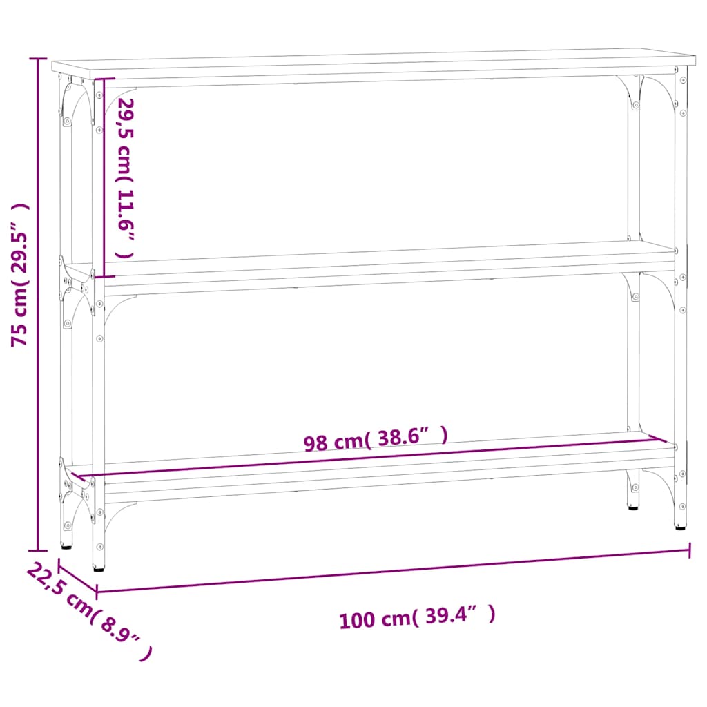 Console Table Black 100 x 22.5 x 75 cm Particleboard