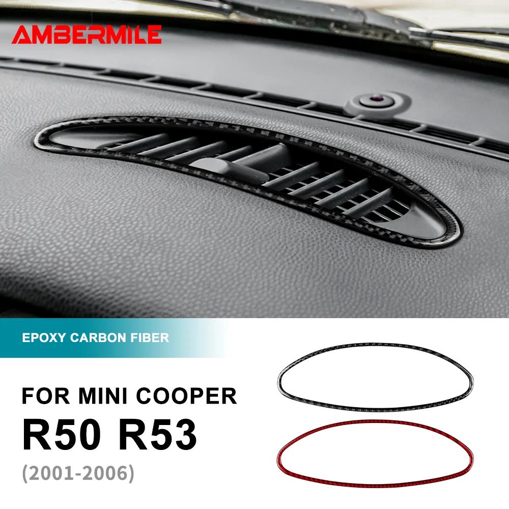 For Mini Cooper R50 R53 2001-2006 Dashboard Center Air Vent Outlet Frame Real 3D Soft Carbon Fiber Sticker Cover Interior Decor