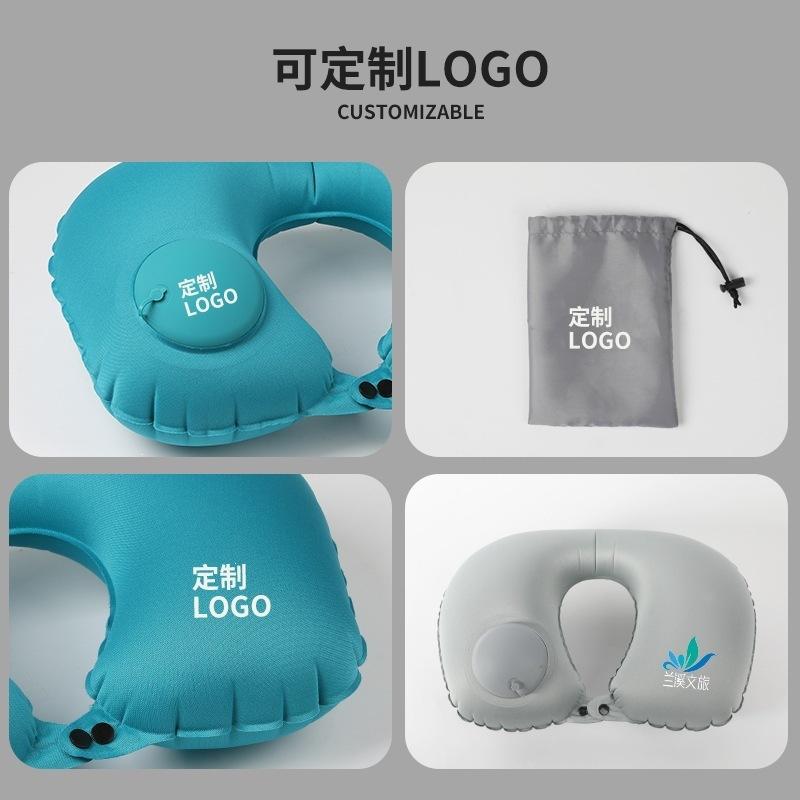 Press-type Inflatable U-shaped Pillow - Portable U-shaped Aircraft Neck Support Pillow - Travel Must-have - Sleeping Cervical Pillow