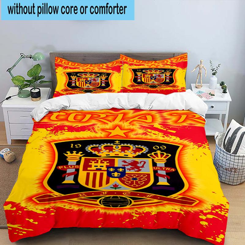 3PCS Spain Football Crest 3pcs Bedding,Including 3PCS Duvet Cover And 2pcs Pillowcases Perfect for Christmas,Ideal for Bedroom, Dormitory