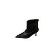French Retro Short Boots for Women 2025 Autumn and Winter New European and American Spice Girls Sexy Soft Leather Thin Heels Pointed Heads Piled High 
