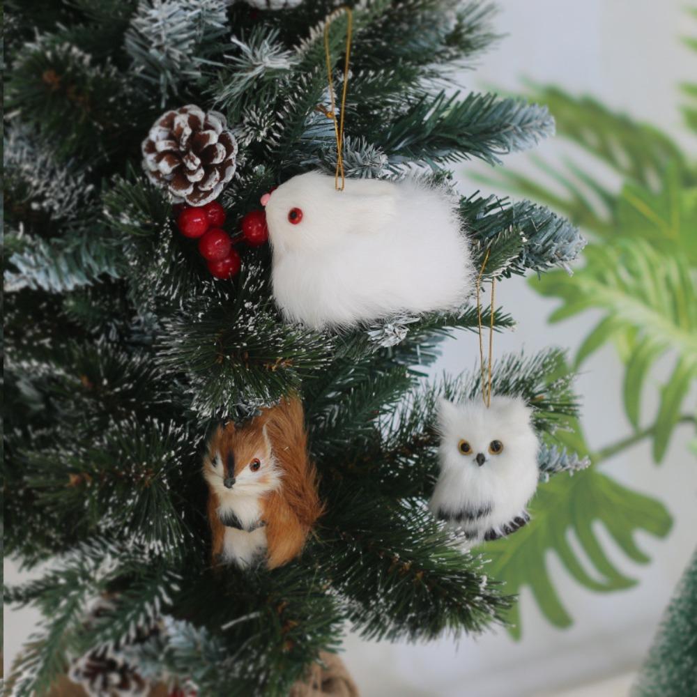 Bunny Plush Animal Ornament Plush Christmas Tree Hanging NEW Animal Models  Christmas Gifts