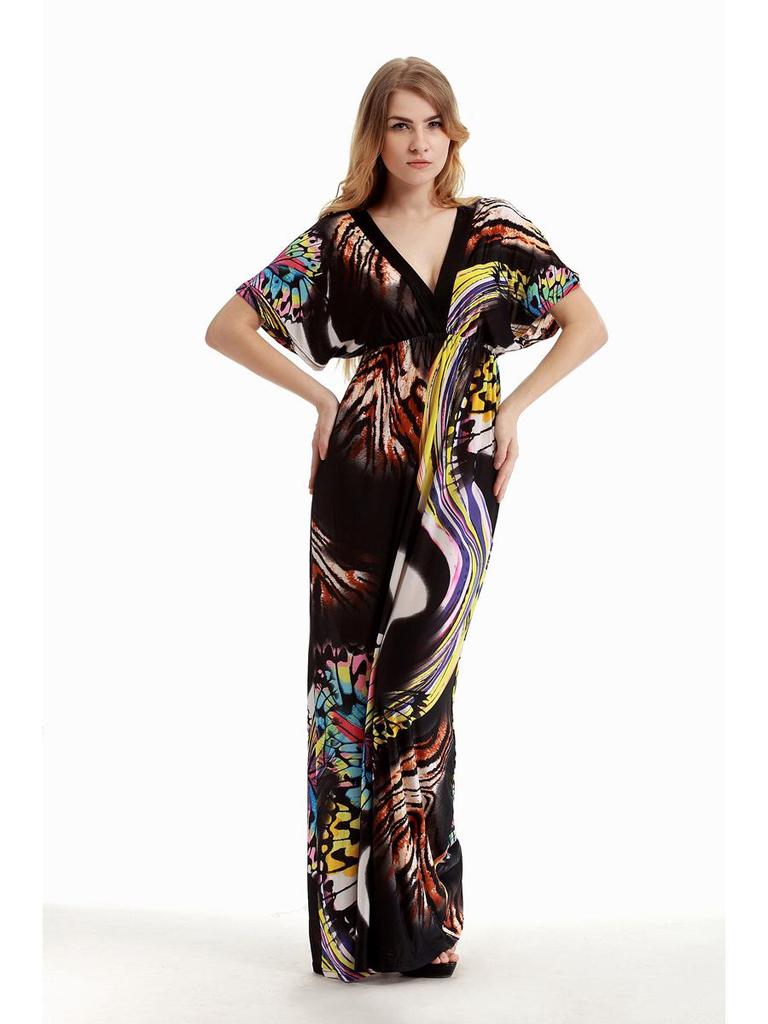 Damen Übergröße Bodenlanges Strandurlaubskleid (M-5XL)