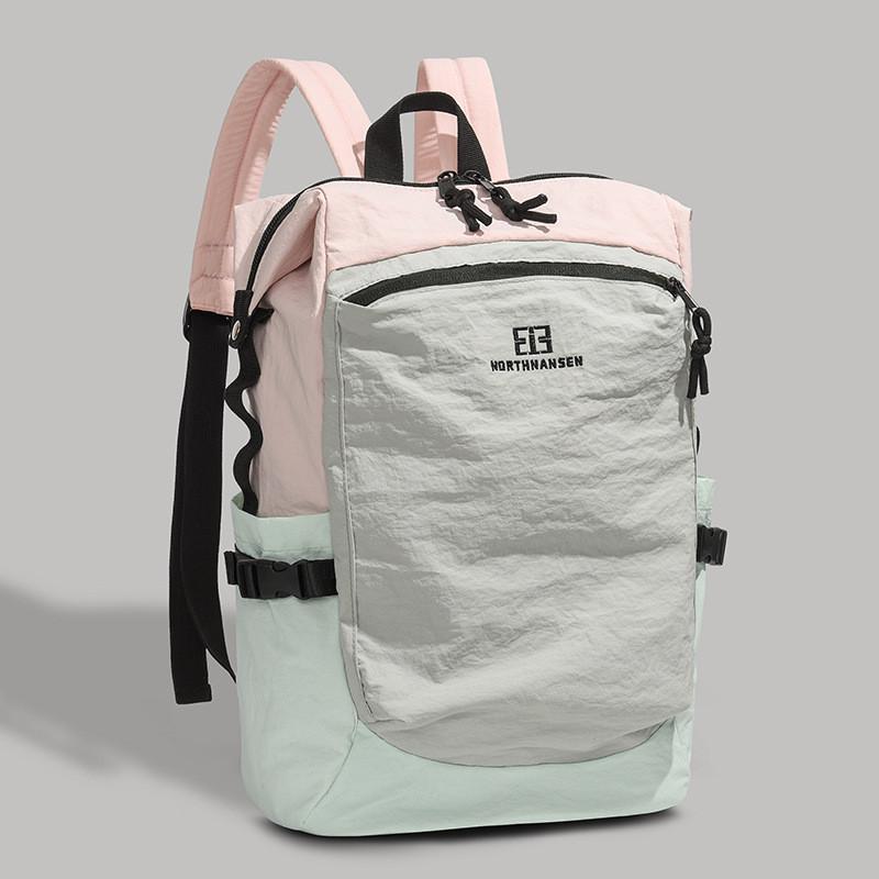 Durable Nylon School Backpack For College Students Featuring Spliced Letter Pattern And Ergonomic Straps серый