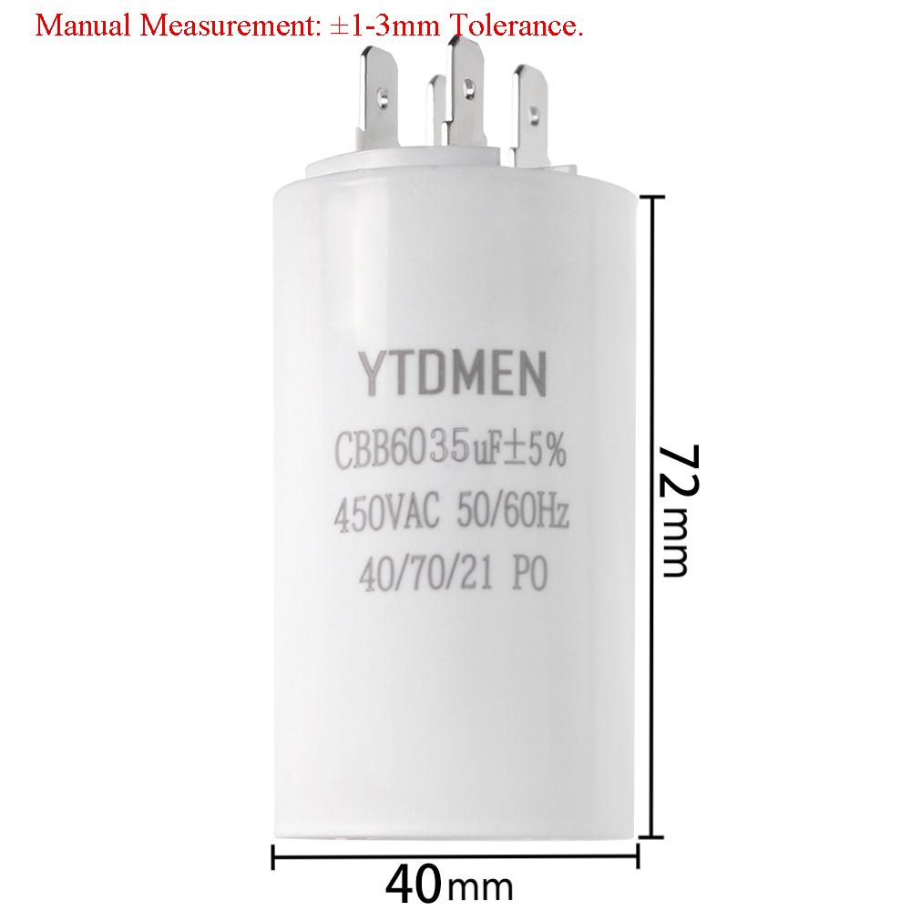 CBB60 Starting Capacitor Dual Insert Motor 4pin AC 450V Replacement Motor Run Capacitors 4UF 5UF 6UF 8UF 12UF 16UF 20UF 60UF