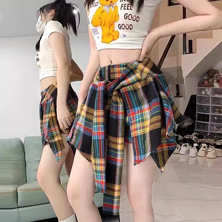Women's Summer Plaid A-line Midi Skirt – High Street Hip Hop Jazz Dance Style