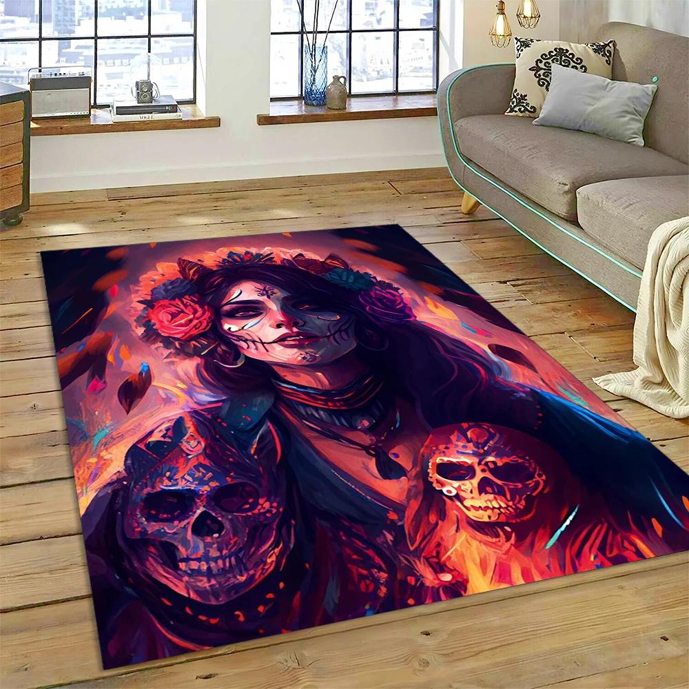 Horror czaszka dziewczyna martwa gotycka nieumarła kobieta dywan dywan dla domu salon sypialnia Sofa wycieraczka wystrój, dywanik dziecięcy mata antypoślizgowa