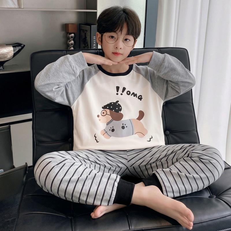 Boys Cotton Pajama Set Long Sleeve Cartoon Print Sleepwear Kids Ages 8 Fall Home Wear