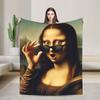 Starry Night Mona Lisa Throw Blanket Cozy Fashion Blanket  For Couch Chair Travel Car Flannel Bedspread Bed Cover