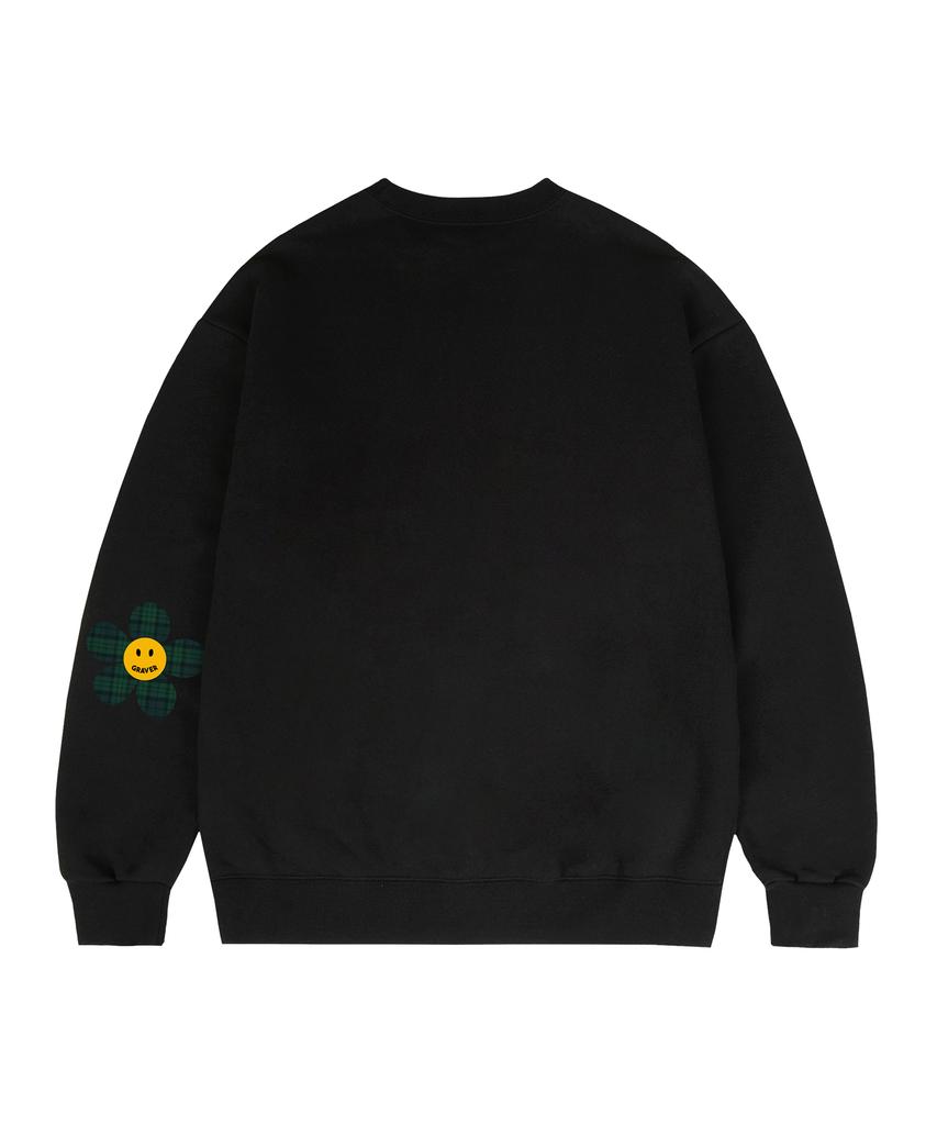 GRAVER [Unisex] Elbow Flower Dot Sweatshirt_Black