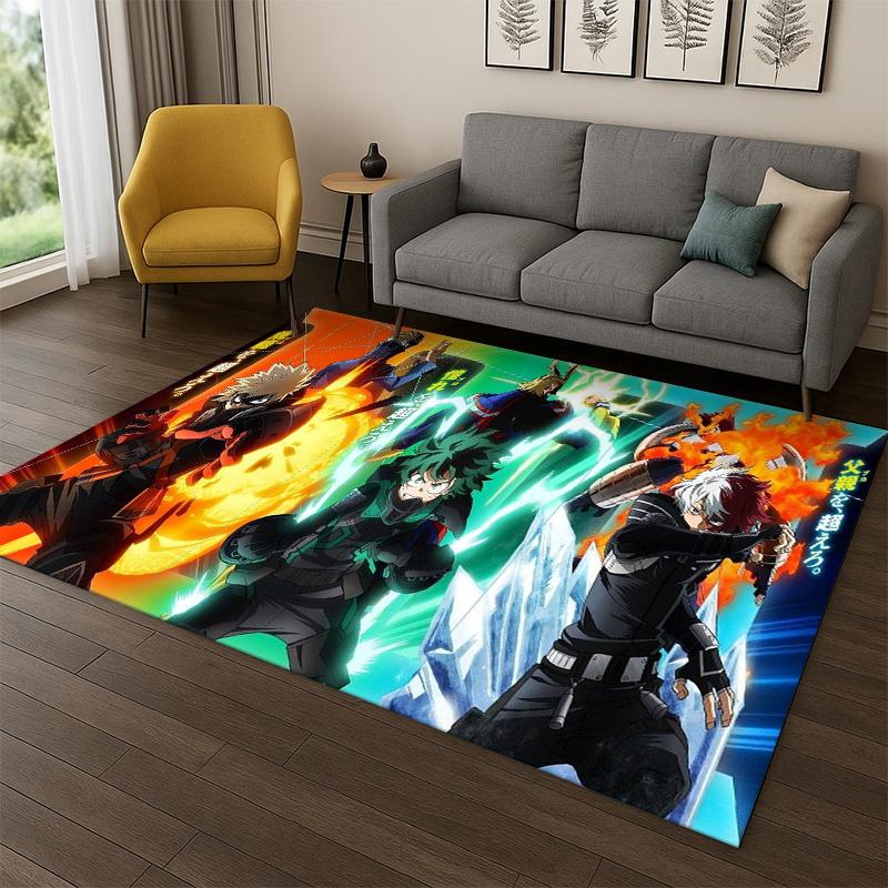 My Hero Academia Deku Bakugou Cartoon Anime Carpet Rug for Bedroom Living Room Sofa Doormat Home Decor,Kid Area Rug Non-slip