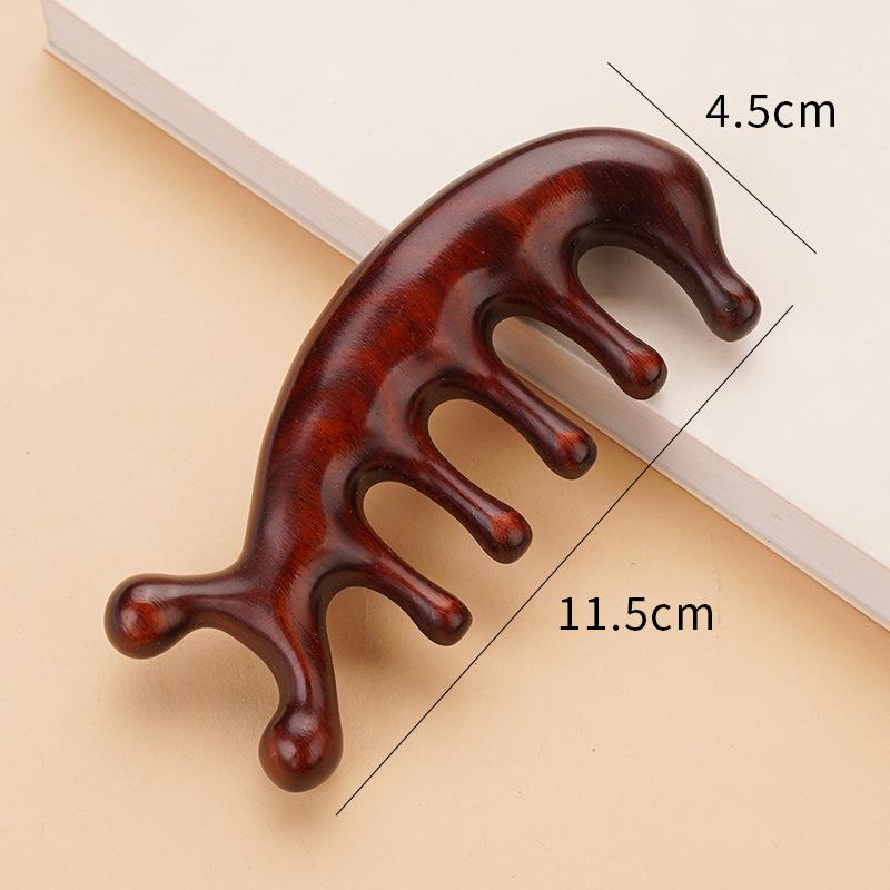 

Гребень для меридианного массажа с пятью зубьями из палисандра и сандалового дерева с подарочной гравировкой