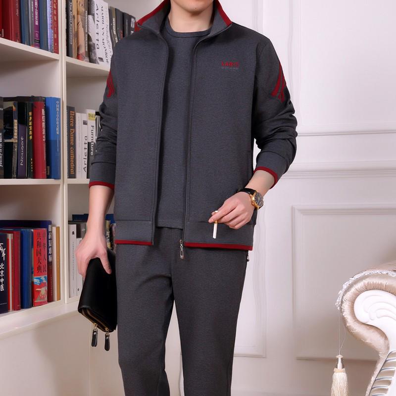 Men's Middle-Aged & Elderly Sportswear Set - Spring/Autumn Casual Two-Piece