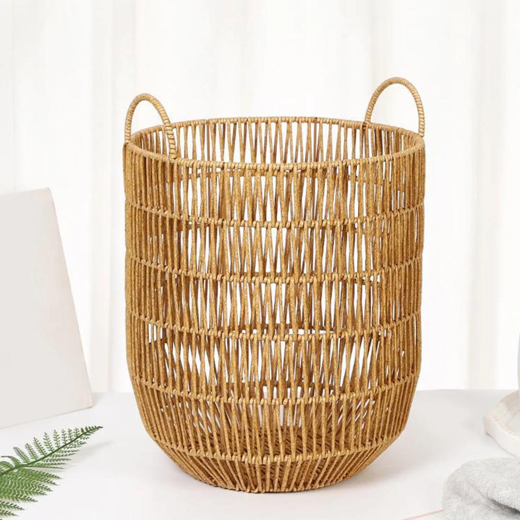 1 STÜCK Wäschekorb Schmutzwäsche Wäscheaufbewahrungskorb Holz Rattan Spielzeug Organizer Zuhause Tragbarer Kleinkram Aufbewahrungsbehälter Tumbler