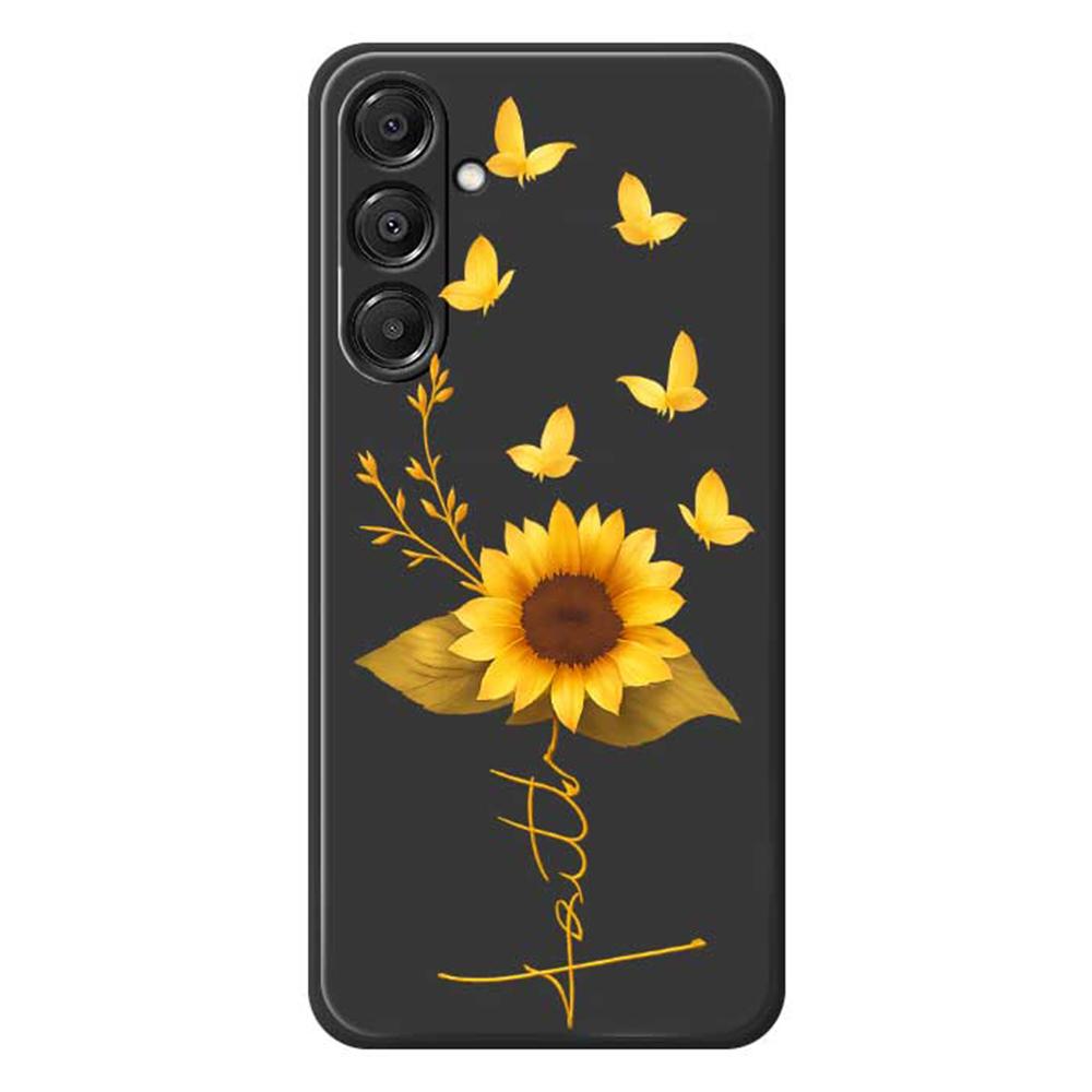 For Samsung Galaxy A16 5G/4G Case Golden Butterfly Sunflower Pattern Printing Straight Edge TPU Phone Back Cover
