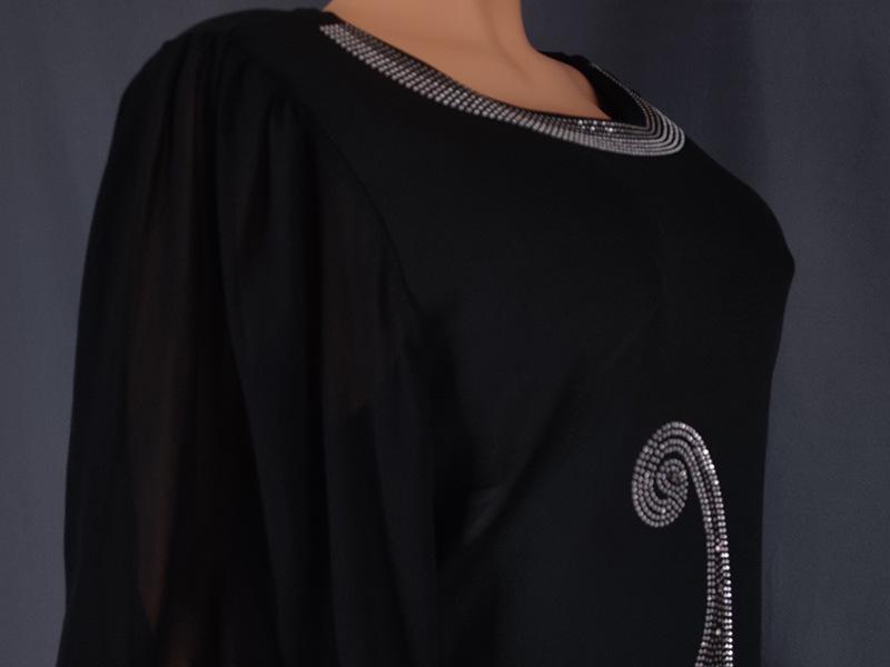 Hotfix Rhinestone Mesh Sleeve Bodycon Dress - Elegant Slim Fit with Sexy Round Neck