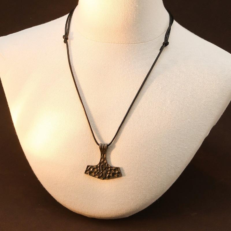 Thor's Hammer Viking Rune Battle Axe Pendant NecklaceRetro Long Sweater Chain Necklace
