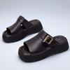 Retro Belt Buckle Soft Bottom Fashionable Outer Wear Cool Slippers Women's 2025 Summer New Thick Bottom Heightening Non-slip One-word Drag