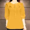 ZANZEA Women Ruffles Round Neck Casual 3/4 Sleeve Loose Blouse