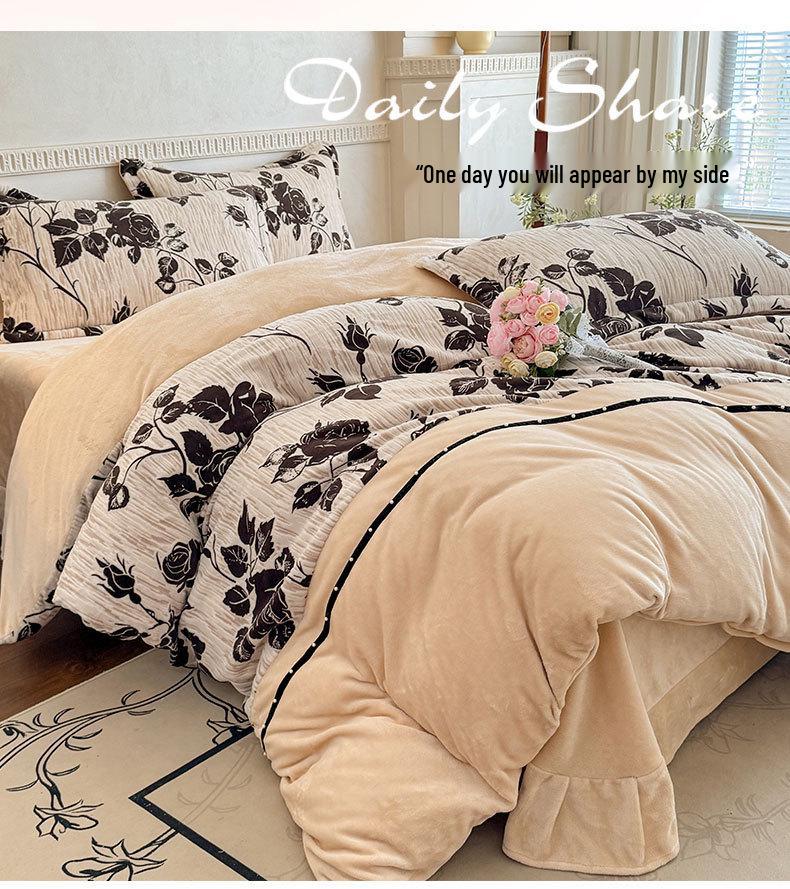 Verdicktes Winter-Baumwoll-Doppellagen-Musselin Französisches Bettwäsche-Set Klasse A & Bettbezug-Set