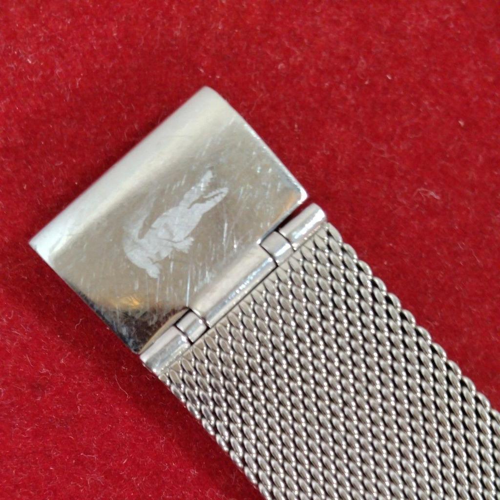 Used no430 LACOSTE Lacoste watch black dial mesh belt date display