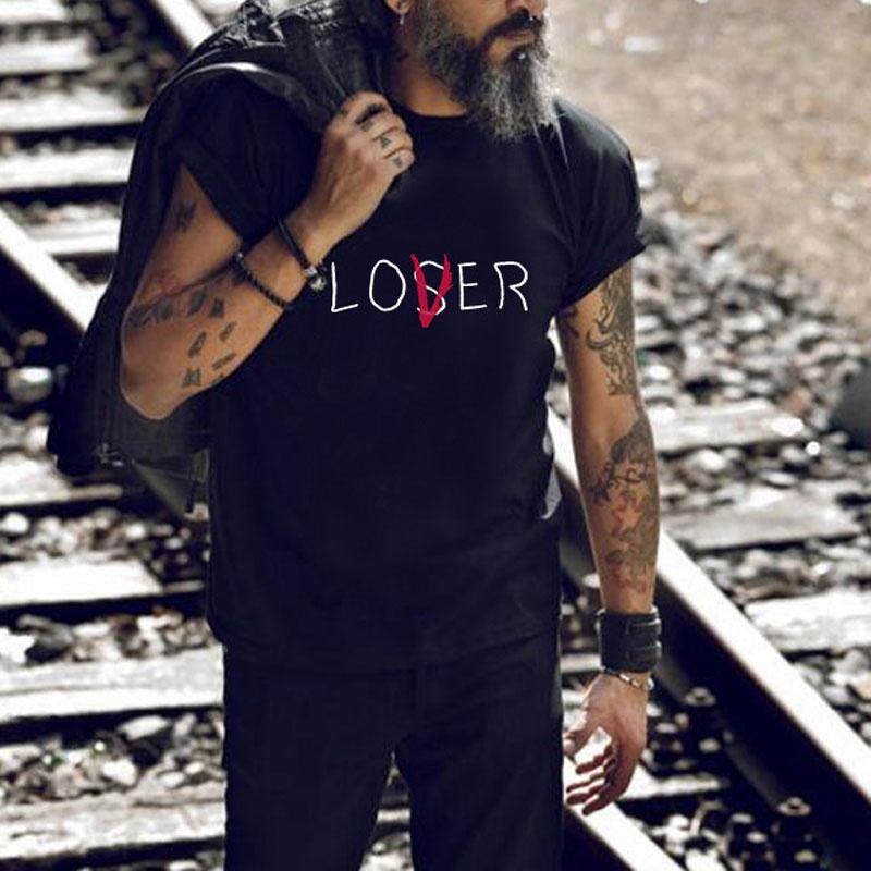 Stylish Unisex Fun Lover Loser Lettering Printed Short Sleeve Top T-shirt For Everyday Wear