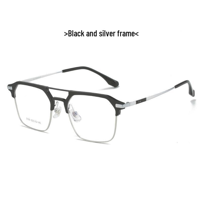Ultra-Light, Fade-Resistant, Double-Color Aluminum-Titanium Frame Prescription Glasses, Unisex Model 5106 Prescription with Blue Light Protection