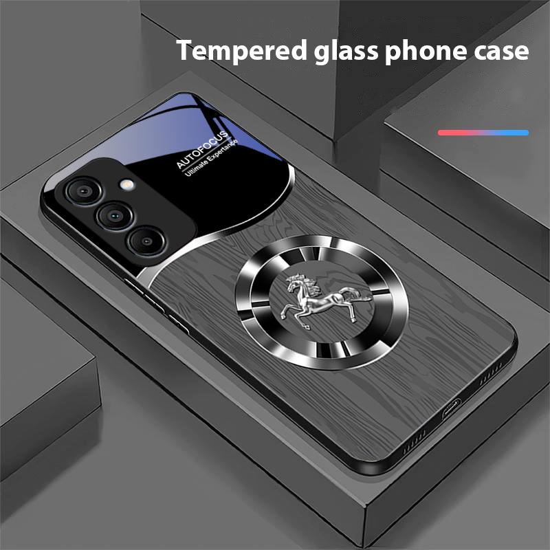 Holzmaserung Pferd Blau Für Samsung Galaxy A15 5G 54 4G 51 50 24 35 90 71 12 51 53 52S 80 22 34 Schwarz Gehärtetes Glas Handyhülle