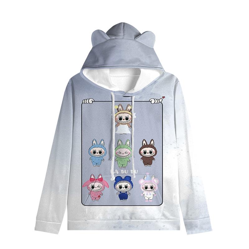 Labubu Pullover Kids Hoodie Sweatshirts Cat Ears Cartoon Sweatshirt Teens Boys Girls Cosplay Costume Hoodies