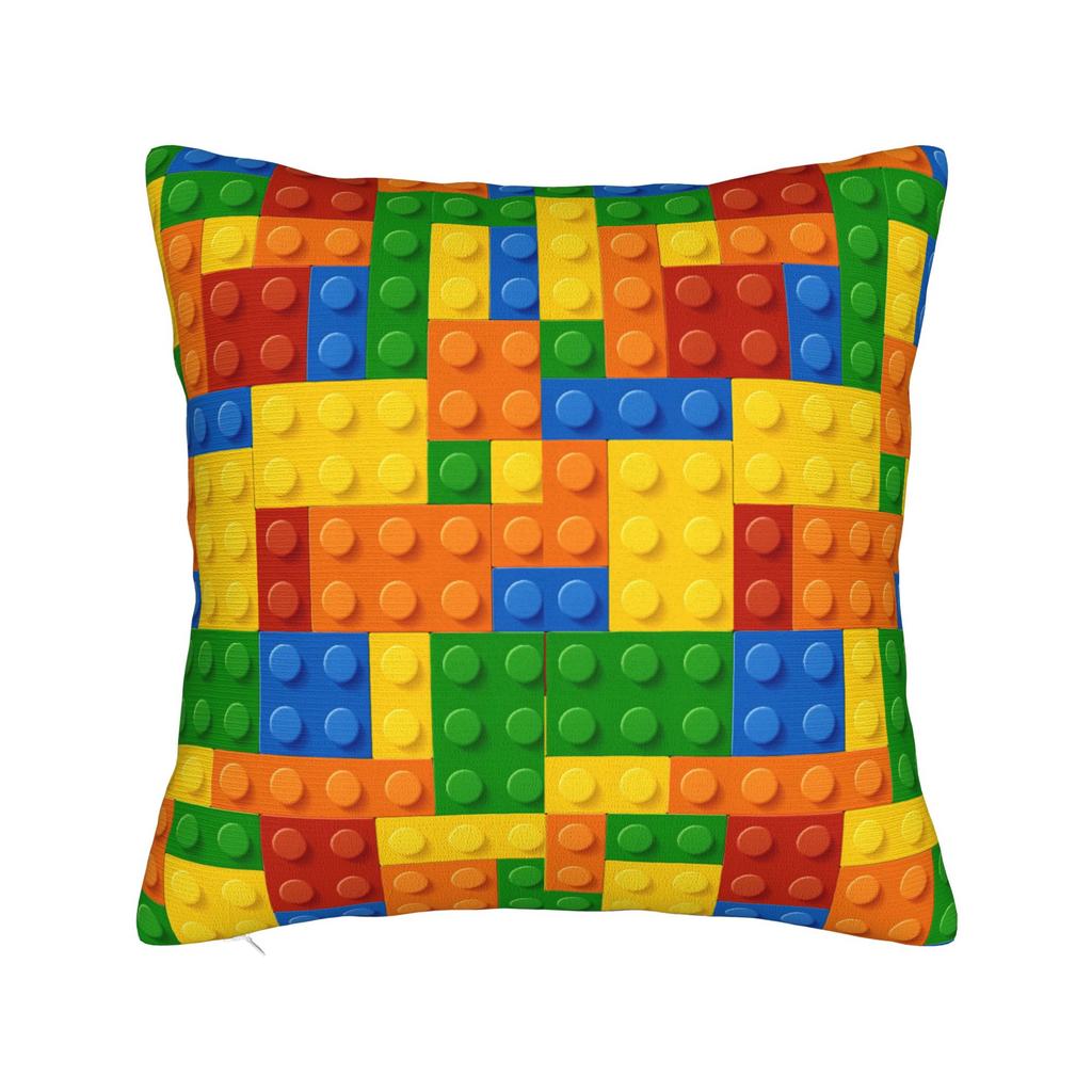 Candy Multicolor Building Blocks Pattern Pillow Cover Comfy Cushion Cover Funny Pillow Case For Living Room Chair