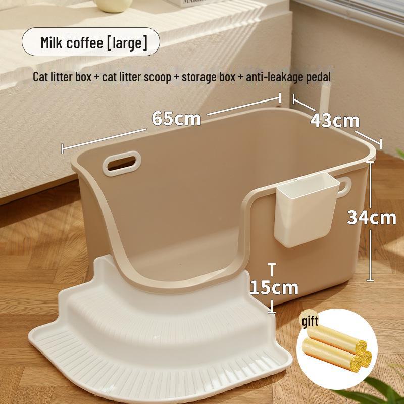 Halvsluten, överdimensionerad, stänksäker kattlåda - Lätt att rengöra för husdjur